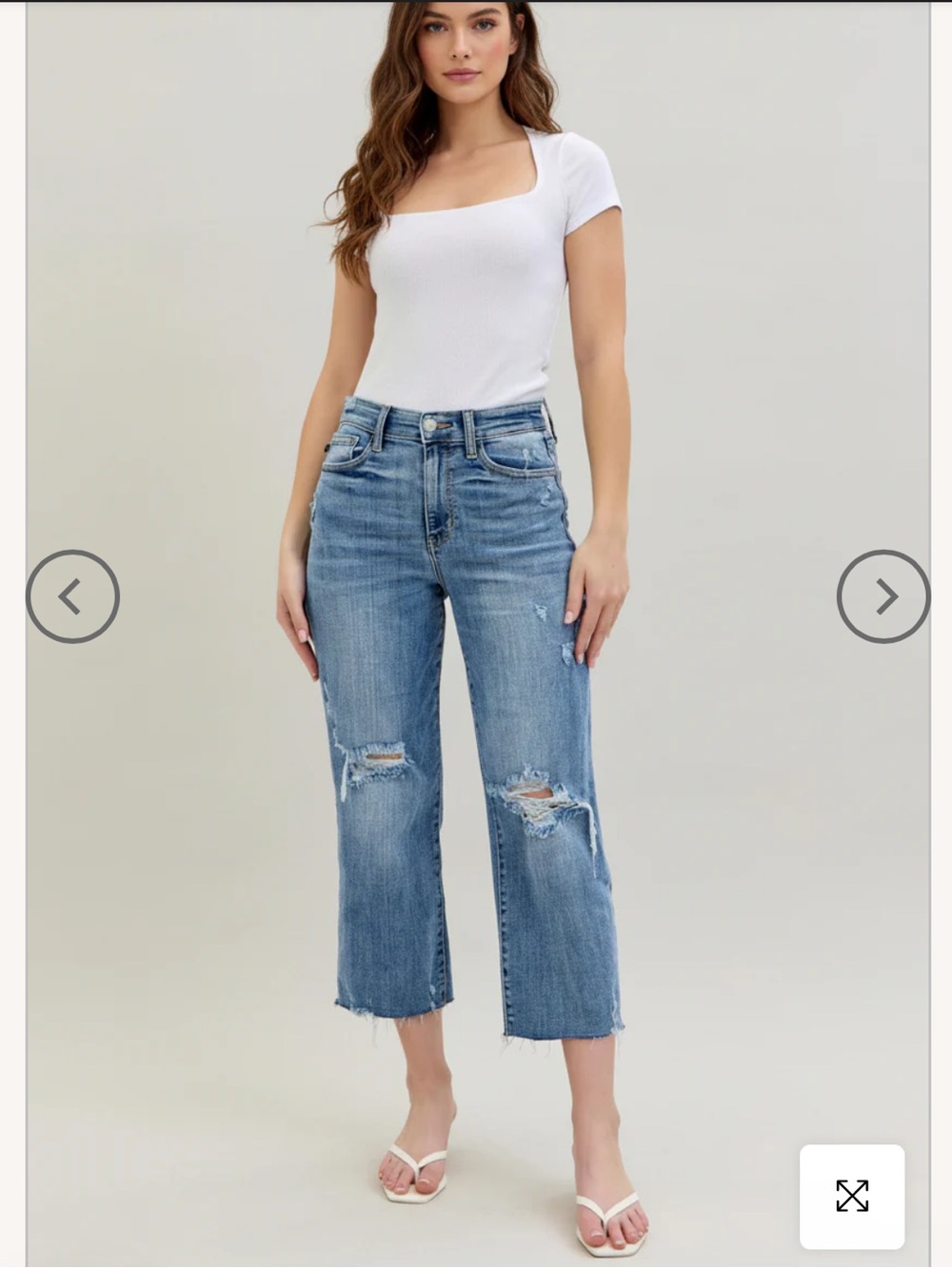 NWT(11) Judy Blue Destroyed Wide Leg Cropped Jeans Light Wash 30 New Crop Medium